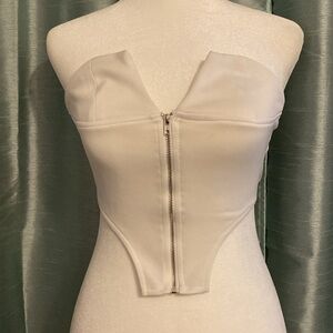 White Corset Zipper Top